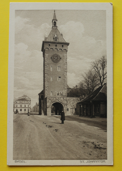 Ansichtskarte Basel / St. Johanntor / 1920er Jahre / Straßenansicht – Turm – Uhr